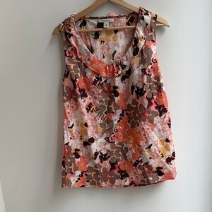 Banana Republic Sleeveless Floral Blouse - Pink and Brown